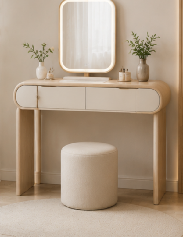 Nordic Style Vanity Table with Rounded Corners